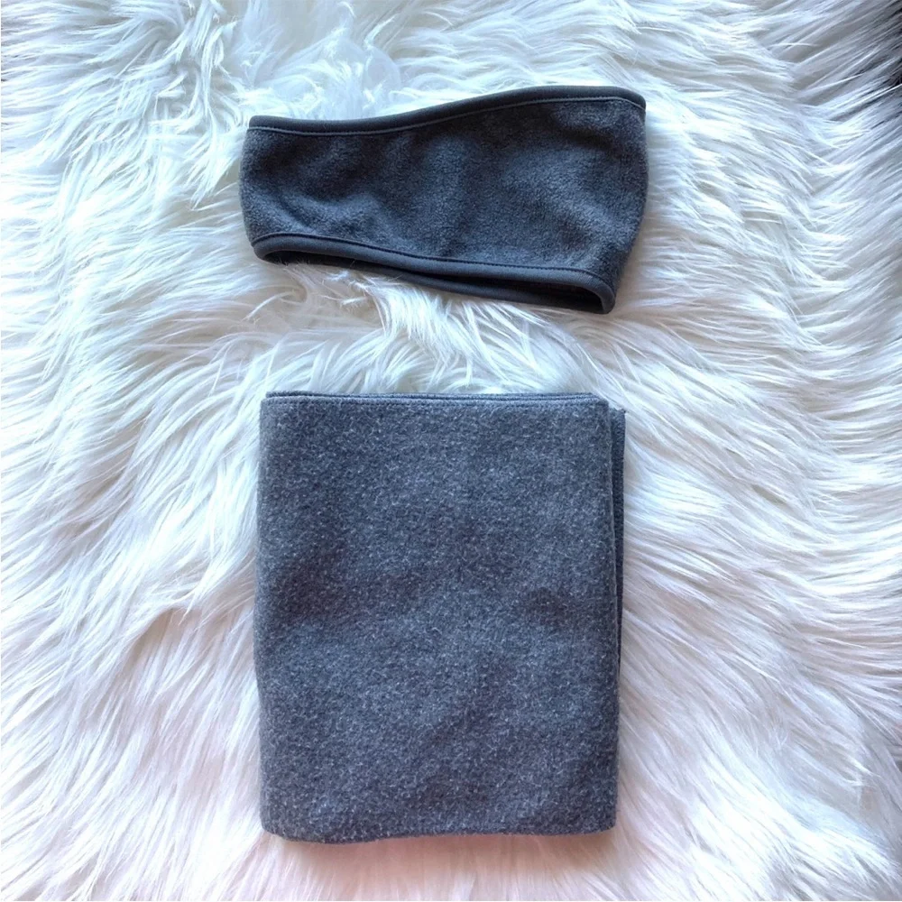 Elegant Women's Gray Gloves, Scarf and Headband Set of 3